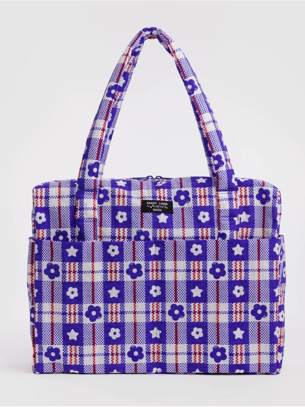 NWT BAGGU Sandy Liang Blue, Red & White Star & Flower - Cloud Carry on Bag